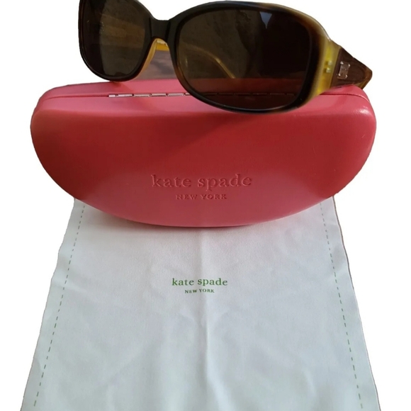 Kate Spade Paxton Tortoise Sunglasses Hot Pink Case & Cloth - Picture 3 of 8